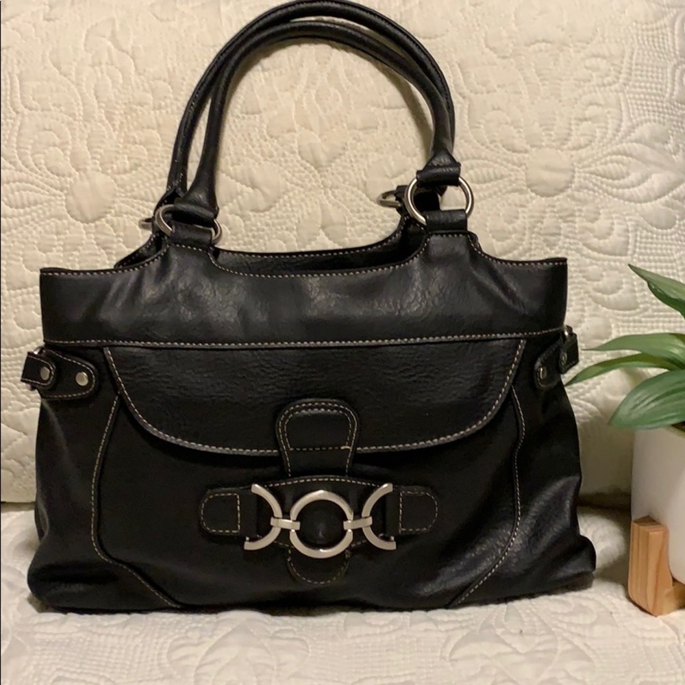 Black faux leather purse